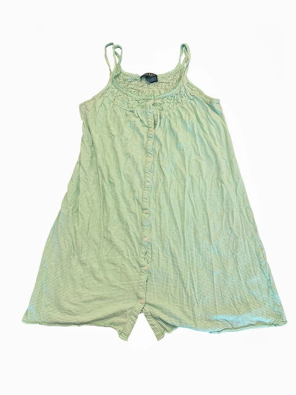 Lauren Ralph Lauren Double Strap Nightgown Cotton Green White Stripe Medium Cute